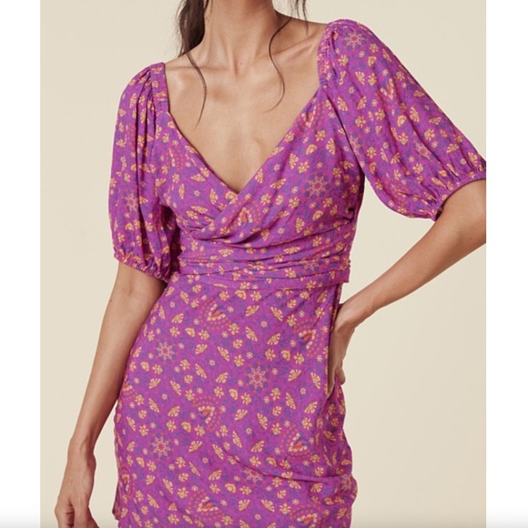 Spell & The Gypsy Madame Peacock Sweetheart Mini Dress | Boysenberry | Size Smal - Picture 2 of 16